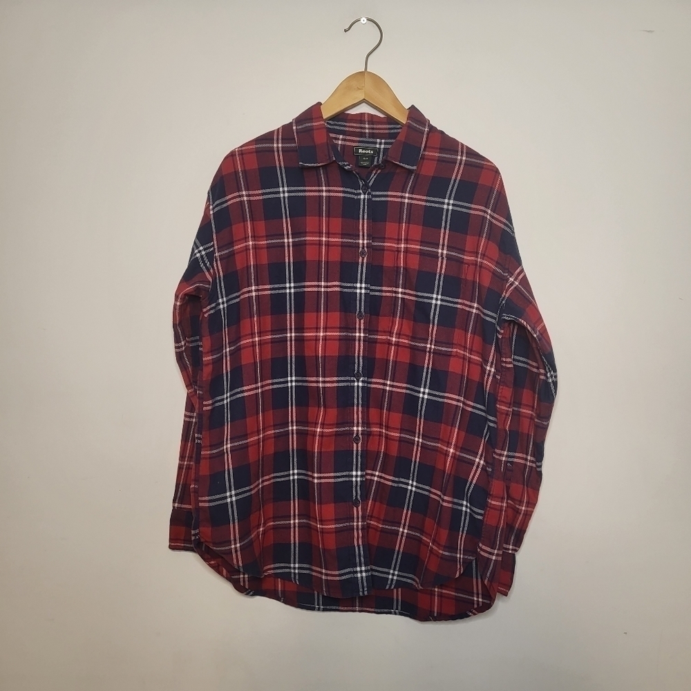 Roots Plaid Button Down Shirt Size S